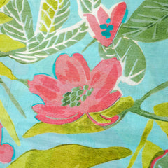 Floral Digital Print On Ocean Green Base Muslin Fabric