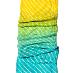 Leheriya Digital Print Ombre Ocean Green to Yellow on Muslin Fabric