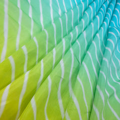 Leheriya Digital Print Ombre Ocean Green to Yellow on Muslin Fabric