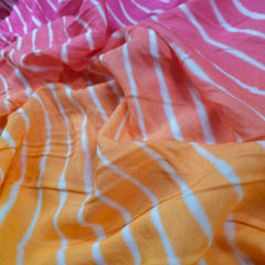 Leheriya Digital Print Ombre Orange to Pink on Muslin Fabric