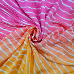 Leheriya Digital Print Ombre Orange to Pink on Muslin Fabric