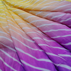 Leheriya Digital Print Ombre Yellow to Purple on Muslin Fabric