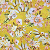 Digital Print Yellow Floral Work Muslin Fabric