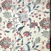 Digital Print on Cream Muslin Fabric with Floral Work