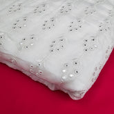 Shisha Dyeable Embroidered Chinon Fabric with Floral Mirror Work