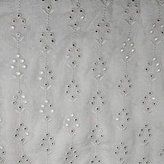 Shisha Dyeable Embroidered Chinon Fabric with Floral Mirror Work