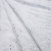 Shisha Dyeable Embroidered Cotton Fabric with Mirror Work