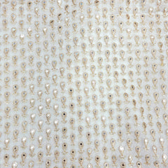 Sheesh-Aura Dyeable Georgette Fabric with Teardrop-shaped Mirror Work and Zari Work