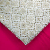 Sheesh-Aura Dyeable Georgette Fabric with Diamond Grids Mirror, Sequin and Zari Work