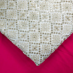 Sheesh-Aura Dyeable Georgette Fabric with Diamond Grids Mirror, Sequin and Zari Work