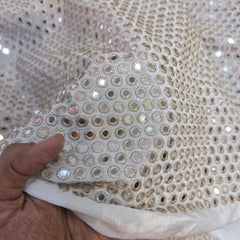 Dyeable Crepe Fabric with all over Mirror Work