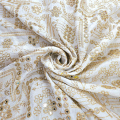 Dyeable Upada Silk Fabric with all over Mirror, Sequin and Zari Work