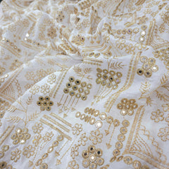 Dyeable Upada Silk Fabric with all over Mirror, Sequin and Zari Work