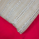 Dyeable Embroidered Organza Fabric with Linear Mirror Work