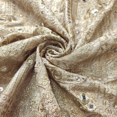 Dyeable Shimmer Tissue Fabric with all over Geometric & Floral Mirror, Zari & Sequin Work