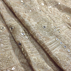 Dyeable Shimmer Tissue Fabric with all over Geometric & Floral Mirror, Zari & Sequin Work