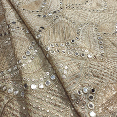 Dyeable Shimmer Tissue Fabric with Wavy Mirror & Sequin Work