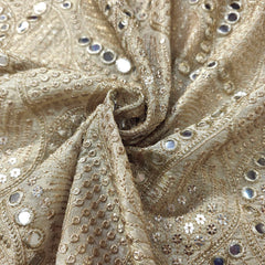 Dyeable Shimmer Tissue Fabric with Wavy Mirror & Sequin Work