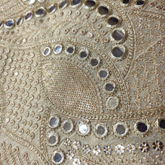 Dyeable Shimmer Tissue Fabric with Wavy Mirror & Sequin Work