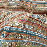 Net Fabric with Multicolor Resham Threadwork, Sequin & Mirror Highlights