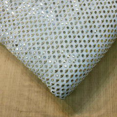 Dyeable Embroidered Georgette Fabric with Tear Drop and Round Mirror Work