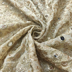 Dyeable Shimmer Tissue Fabric with Floral Mirror & Sequin Work