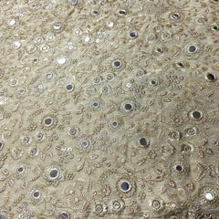 Dyeable Shimmer Tissue Fabric with Floral Mirror & Sequin Work