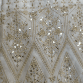 Dyeable Embroidered Georgette Mirror Work Fabric with Border (Daman)