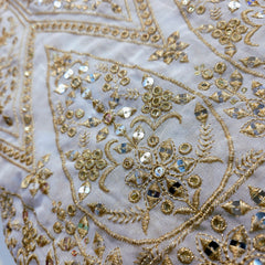 Dyeable Embroidered Georgette Mirror Work Fabric with Border (Daman)