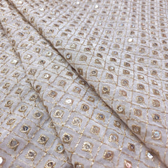 Dyeable Mirror Work Georgette Fabric with Jaal Pattern