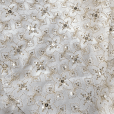 Dyeable Embroidered Georgette Fabric with Mirror work and Golden Zari Work