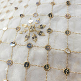 Dyeable Embroidered Georgette Fabric with Mirror work and Golden Floral Zari Work