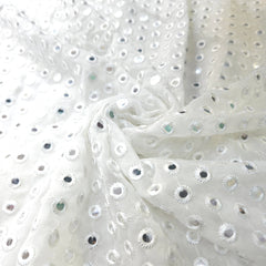 Dyeable Georgette Fabric with All Over Mirror Work