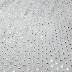 Dyeable Georgette Fabric with All Over Mirror Work
