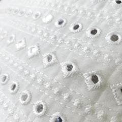 Dyeable Georgette Fabric with Linear Mirror Work