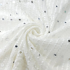 Dyeable Linear Mirror Work on Georgette Fabric