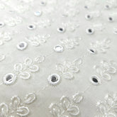 Dyeable Mirror Work on Georgette Fabric with Floral Work