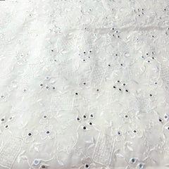 Dyeable Mirror Work on Georgette Fabric with Floral & Geometric Work