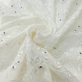 Dyeable Mirror Work on Georgette Fabric with Floral & Geometric Work