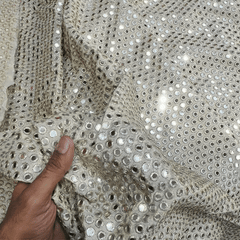 Dyeable Shimmer Tissue Fabric with all over Mirror Work