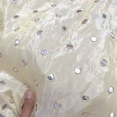Dyeable Shimmer Tissue Fabric with all over Mirror Work