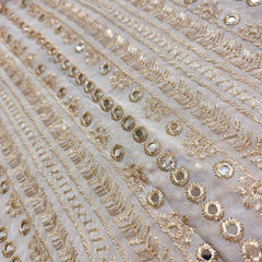 Dyeable Georgette with Linear Mirror Work