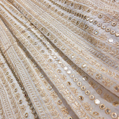 Dyeable Georgette with Linear Mirror Work