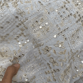 Sheesh-Aura Dyeable Georgette Fabric with Diamond Grids Mirror, Sequin and Zari Work