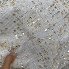 Sheesh-Aura Dyeable Georgette Fabric with Diamond Grids Mirror, Sequin and Zari Work