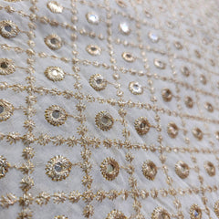 Dyeable Mirror Work Georgette Fabric with Jaal Pattern
