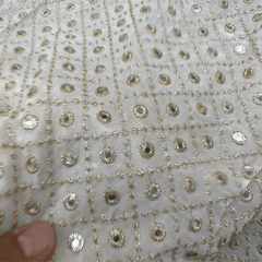 Dyeable Mirror Work Georgette Fabric with Jaal Pattern