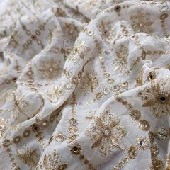 Sheesh-Aura Dyeable Georgette Fabric with Diamond Grids Mirror, Sequin and Zari Work
