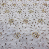 Dyeable Georgette Fabric with Floral Cutwork with Sequin & Zari Work