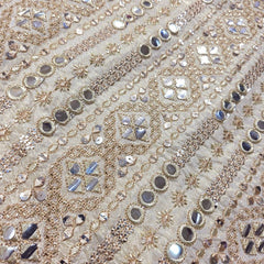Dyeable Shimmer Tissue with Linear Mirror, Zari & Sequin Work